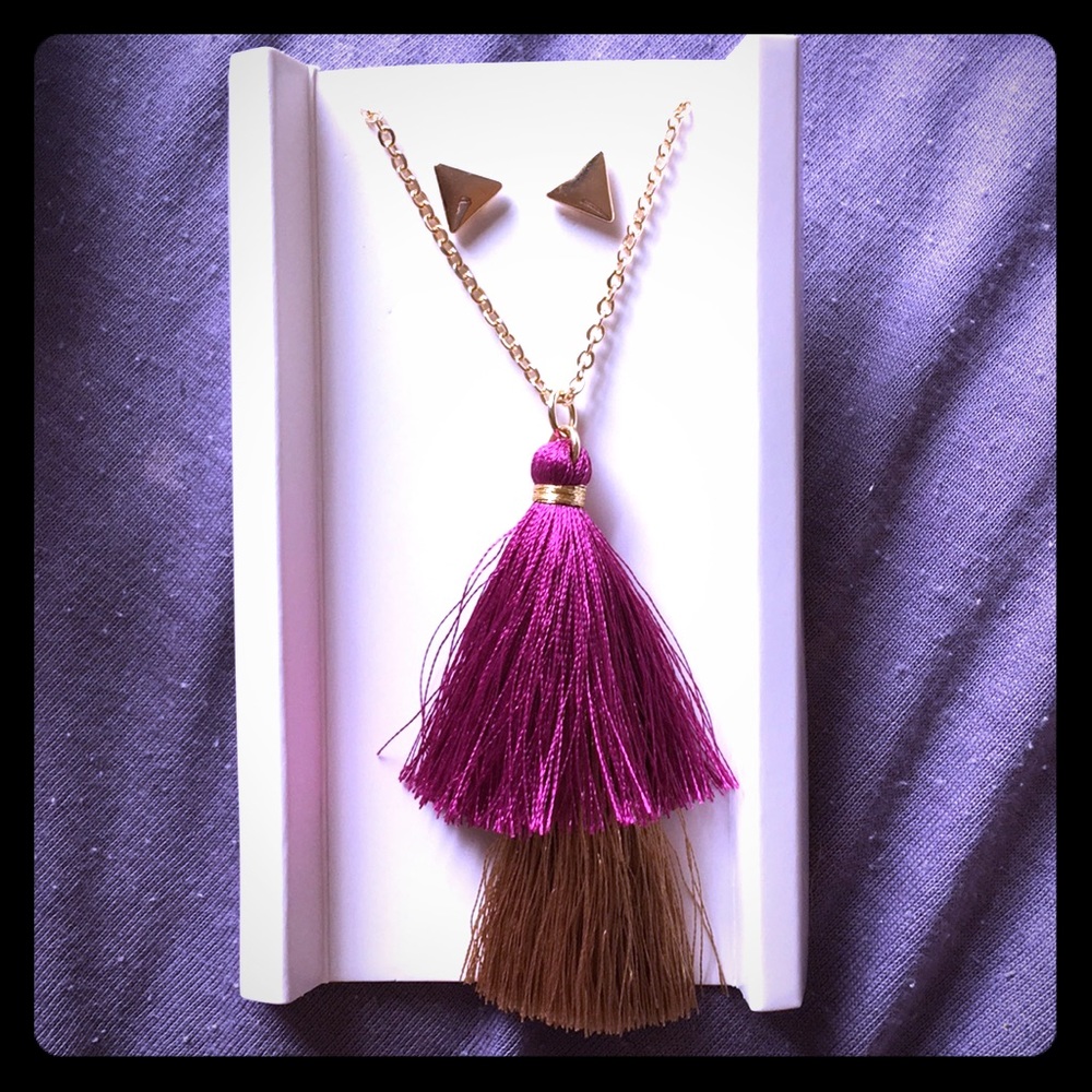 Tassel Necklace and Earring Set